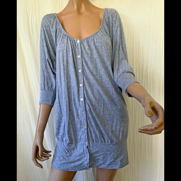Splendid heather gray tunic deep scoop neck button down Small - Picture 5 of 9